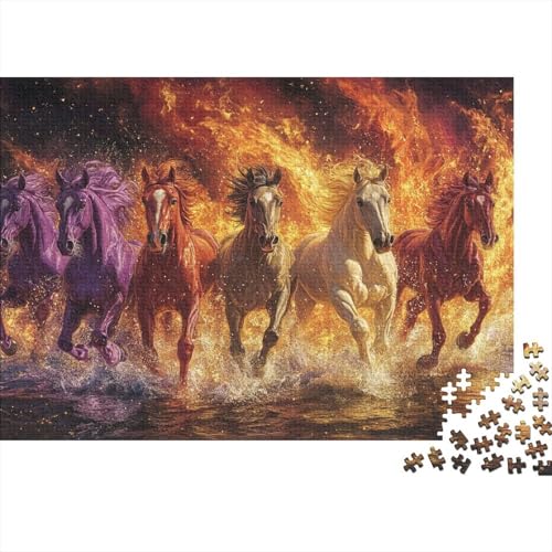 1000-stückiges Puzzle Für Erwachsene Galloping Pferd Herausforderungsspielzeug Phantastische Farben Holzpuzzles Lernspiel Spielzeug Geschenk Home-Dekoration 1000pcs (75x50cm) von YYVKPMLXC