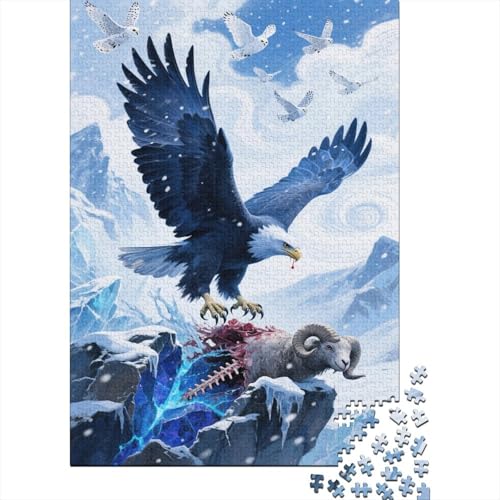 Adler 1000-teilige Puzzles Für Erwachsene, Schneebedeckter Berg EIN Unmögliches Geschicklichkeitsspiel Schnipselpuzzle Familien-Puzzlespiel Home-Dekoration 1000pcs (75x50cm) von YYVKPMLXC