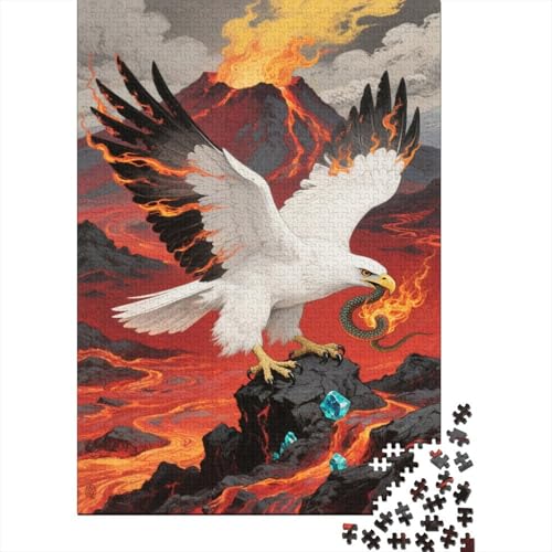 Adler 1000-teiliges Puzzle Für Erwachsene, Fantasy Vulkan Landscape Herausforderungsspielzeug Holzpuzzles Lernspiel Spielzeug Geschenk Home-Dekoration 1000pcs (75x50cm) von YYVKPMLXC