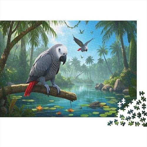 African Grey Papagei Puzzle Aus 1000 Stücken Für Erwachsene Tropical RainSavannenlandschaft Anspruchsvolles Spielzeug Formpuzzel Familien-Puzzlespiel Home-Dekoration 1000pcs (75x50cm) von YYVKPMLXC