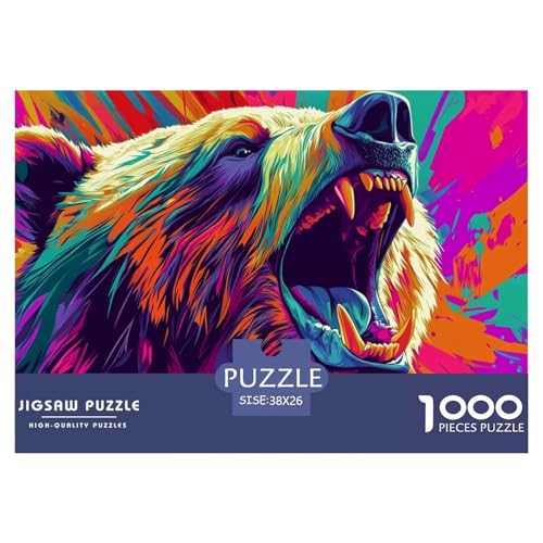 Bär 1000-teilige Puzzles Für Erwachsene,Lebhafte Farben EIN Unmögliches Geschicklichkeitsspiel Familien-Puzzlespiel Home-Dekoration 38x26cm/1000pcs von YYVKPMLXC