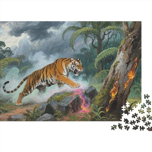 Bengalischer Tiger 1000-stückiges Puzzle Für Erwachsene,RainWaldlandschaft EIN Unmögliches Geschicklichkeitsspiel Intelligenz-Puzzle Home-Dekoration 1000pcs (75x50cm) von YYVKPMLXC
