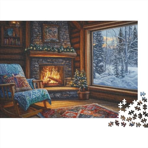 Bequemes Blockhaus Puzzle Aus 1000 Stücken Für Erwachsene Schneelandschaft EIN Unmögliches Geschicklichkeitsspiel Holzpuzzles Familien-Puzzlespiel Home-Dekoration 1000pcs (75x50cm) von YYVKPMLXC