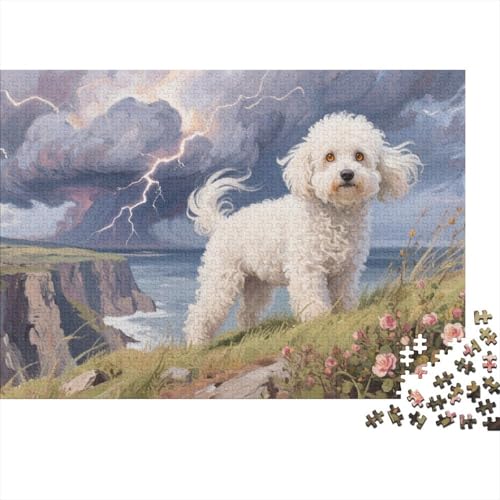 Bichon Frisé Hund 1000-teiliges Puzzle Für Erwachsene Sturmige Küste Anspruchsvolles Spielzeug Schnipselpuzzle Familien-Puzzlespiel Home-Dekoration 1000pcs (75x50cm) von YYVKPMLXC