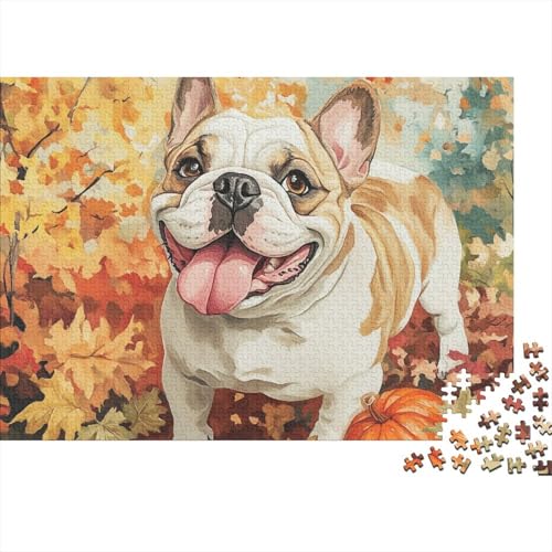 Bulldog 1000-teilige Puzzles Für Erwachsene Haustierhund Anspruchsvolles Spielzeug Holzpuzzles Familien-Puzzlespiel Home-Dekoration 1000pcs (75x50cm) von YYVKPMLXC
