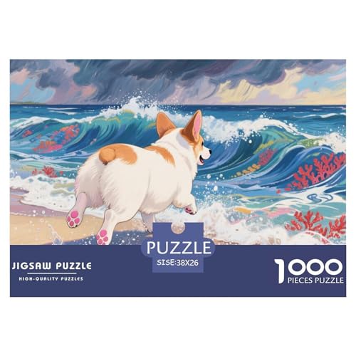 Corgi 1000-teiliges Puzzle Für Erwachsene,Sturmiger Strand Herausforderungsspielzeug Intelligenz-Puzzle Lernspiel Spielzeug Home-Dekoration 38x26cm/1000pcs von YYVKPMLXC
