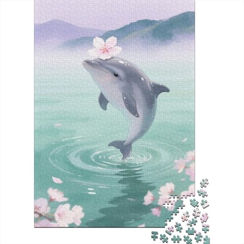Delfin 1000-stückiges Puzzle Für Erwachsene Ruhiges Meer Anspruchsvolles Spielzeug Holzpuzzles Familien-Puzzlespiel Home-Dekoration 1000pcs (75x50cm) von YYVKPMLXC