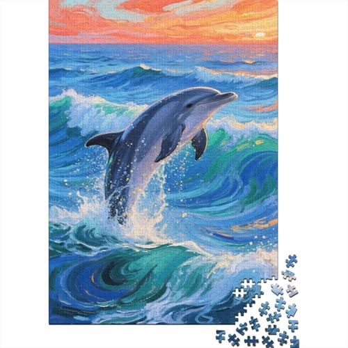 Delfin 1000-teilige Puzzles Für Erwachsene Sonnenuntergang Ocean EIN Unmögliches Geschicklichkeitsspiel Holzpuzzles Familien-Puzzlespiel Home-Dekoration 1000pcs (75x50cm) von YYVKPMLXC