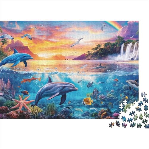 Delphin Puzzles Aus 1000 Teilen Für Erwachsene Meereslebewesen Anspruchsvolles Spielzeug Figurenpuzzle Familien-Puzzlespiel Home-Dekoration 1000pcs (75x50cm) von YYVKPMLXC