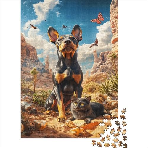 Dobermann 1000-stückiges Puzzle Für Erwachsene Wüstensicht Anspruchsvolles Spielzeug Holzpuzzles Familien-Puzzlespiel Home-Dekoration 1000pcs (75x50cm) von YYVKPMLXC