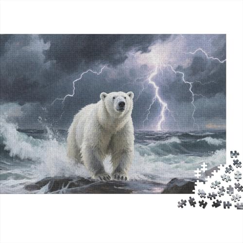 Eisbär 1000-teiliges Puzzle Für Erwachsene,Gewittermeer Denksport-Puzzle Herausforderungsspielzeug, Familien-Puzzlespiel Home-Dekoration 1000pcs (75x50cm) von YYVKPMLXC