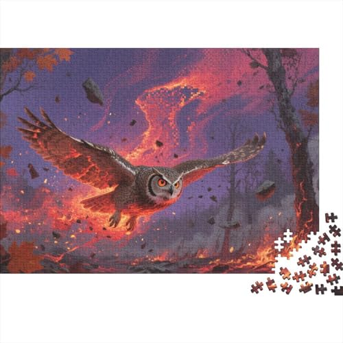 Eule 1000-teilige Puzzles Für Erwachsene,Flammender Wald EIN Unmögliches Geschicklichkeitsspiel Familien-Puzzlespiel Home-Dekoration 1000pcs (75x50cm) von YYVKPMLXC