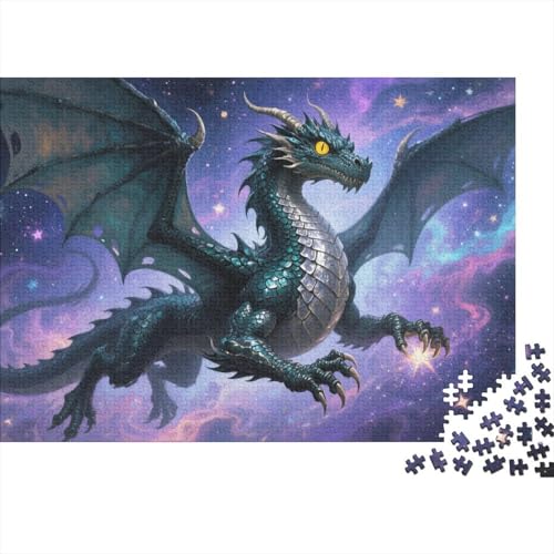 Europäischer Drache 1000-stückiges Puzzle Für Erwachsene,Cosmic Sternenhimmel EIN Unmögliches Geschicklichkeitsspiel Denksport-Puzzle Home-Dekoration 1000pcs (75x50cm) von YYVKPMLXC