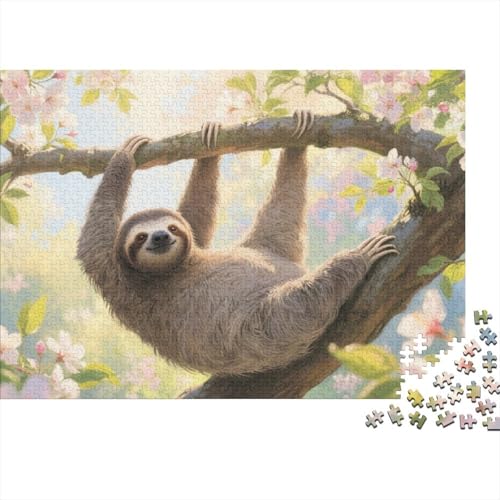Faultier 1000-teiliges Puzzle Für Erwachsene,Kirschblüten Frühlings Szene Herausforderungsspielzeug Intelligenz-Puzzle Lernspiel Spielzeug Home-Dekoration 1000pcs (75x50cm) von YYVKPMLXC