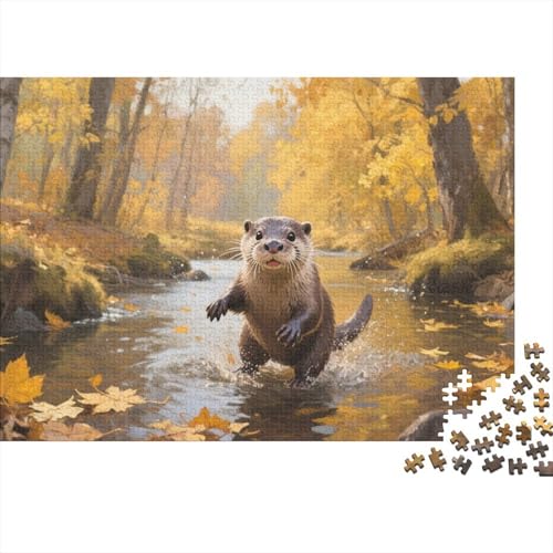 Flussotter 1000-teilige Puzzles Für Erwachsene,Herbstbach EIN Unmögliches Geschicklichkeitsspiel Familien-Puzzlespiel Home-Dekoration 1000pcs (75x50cm) von YYVKPMLXC