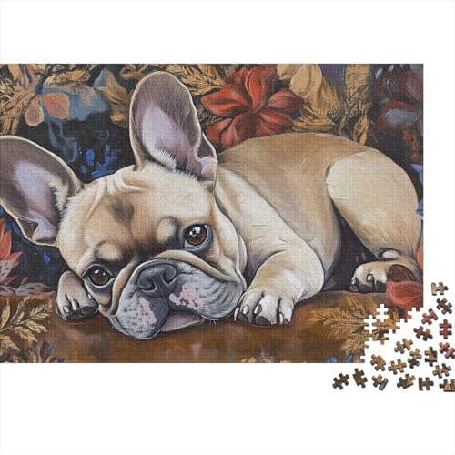Französischer Bulldog 1000-teilige Puzzles Für Erwachsene Blumen and Plants EIN Unmögliches Geschicklichkeitsspiel Holzpuzzles Familien-Puzzlespiel Home-Dekoration 1000pcs (75x50cm) von YYVKPMLXC