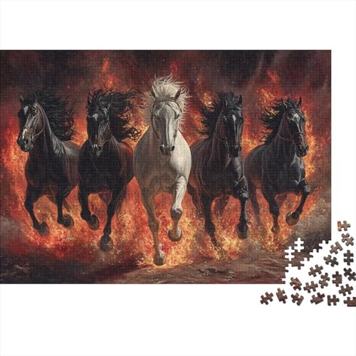 Galoppierende Pferde 1000-teiliges Puzzle Für Erwachsene Feuerfliegen-Nacht Szene Herausforderungsspielzeug Holzpuzzles Lernspiel Spielzeug Geschenk Home-Dekoration 1000pcs (75x50cm) von YYVKPMLXC