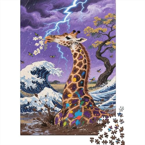 Giraffe 1000-teilige Puzzles Für Erwachsene, Grassland Sturm EIN Unmögliches Geschicklichkeitsspiel Schnipselpuzzle Lernspiel Spielzeug Geschenk Home-Dekoration 1000pcs (75x50cm) von YYVKPMLXC
