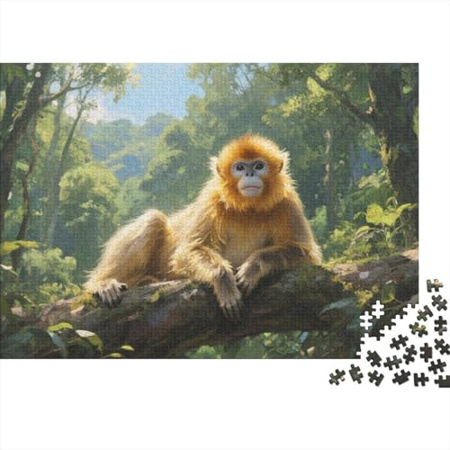 Goldener AFFE 1000-teiliges Puzzle Für Erwachsene Serene Tropischer Regenwald Herausforderungsspielzeug Schnipselpuzzle Familien-Puzzlespiel Home-Dekoration 1000pcs (75x50cm) von YYVKPMLXC
