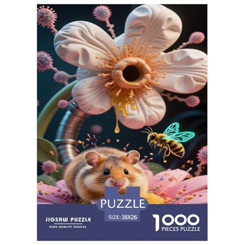 Goldhamster 1000-stückiges Puzzle Für Erwachsene,Fantastische Blumen EIN Unmögliches Geschicklichkeitsspiel Denksport-Puzzle Home-Dekoration 38x26cm/1000pcs von YYVKPMLXC