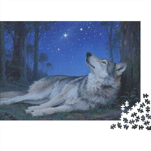 Grauer Wolf 1000-teilige Puzzles Für Erwachsene,Sternenwald EIN Unmögliches Geschicklichkeitsspiel Familien-Puzzlespiel Home-Dekoration 1000pcs (75x50cm) von YYVKPMLXC