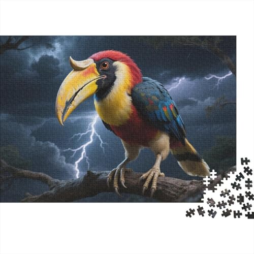 Großhornvogel 1000-stückiges Puzzle Für Erwachsene,Gewitter Regenwaldszene EIN Unmögliches Geschicklichkeitsspiel Intelligenz-Puzzle Home-Dekoration 1000pcs (75x50cm) von YYVKPMLXC