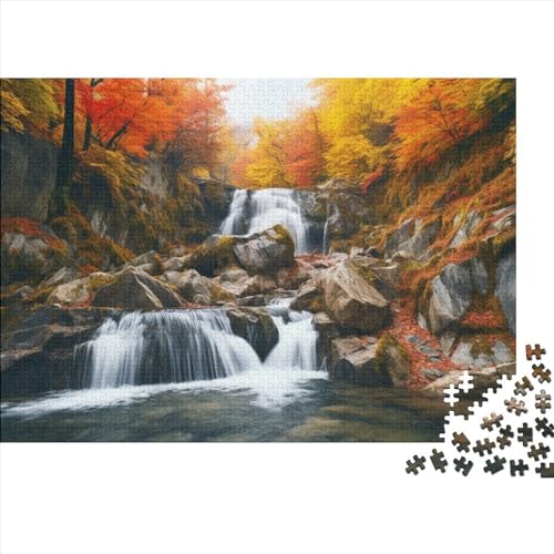 Herbst Wasserfall Puzzle Aus 1000 Stücken Für Erwachsene Natural Landschaft EIN Unmögliches Geschicklichkeitsspiel Schnipselpuzzle Familien-Puzzlespiel Home-Dekoration 1000pcs (75x50cm) von YYVKPMLXC