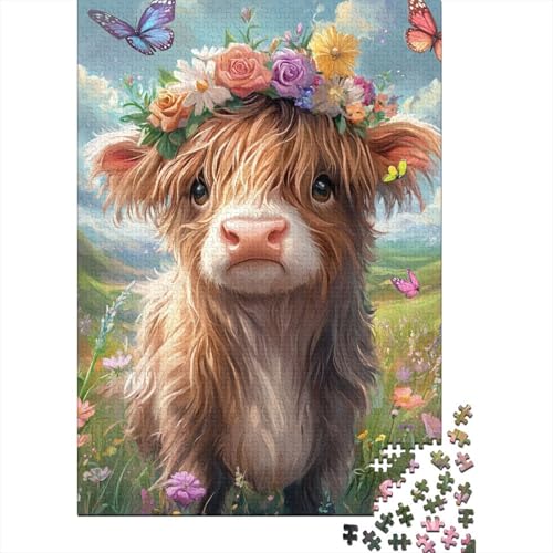 Highlandrind 1000-stückiges Puzzle Für Erwachsene Frühlingslandschaft Anspruchsvolles Spielzeug Holzpuzzles Familien-Puzzlespiel Home-Dekoration 1000pcs (75x50cm) von YYVKPMLXC