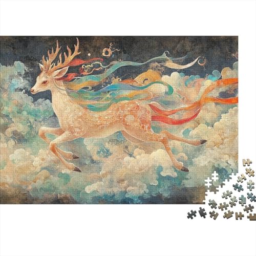 Hirsch 1000-teiliges Puzzle Für Erwachsene Fantasie Wolken Herausforderungsspielzeug Figurenpuzzle Lernspiel Spielzeug Geschenk Home-Dekoration 1000pcs (75x50cm) von YYVKPMLXC