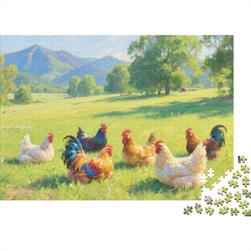 Hühner1000-teilige Puzzles Für Erwachsene,Idyllisches Bauernhof Herausforderungsspielzeug Intelligenz-Puzzle, Familien-Puzzlespiel Home-Dekoration 1000pcs (75x50cm) von YYVKPMLXC