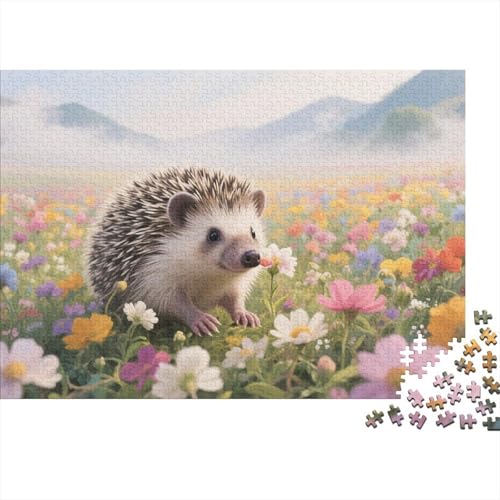 Igel 1000-teiliges Puzzle Für Erwachsene,Frühlings Blumenfeld Denksport-Puzzle Herausforderungsspielzeug, Familien-Puzzlespiel Home-Dekoration 1000pcs (75x50cm) von YYVKPMLXC