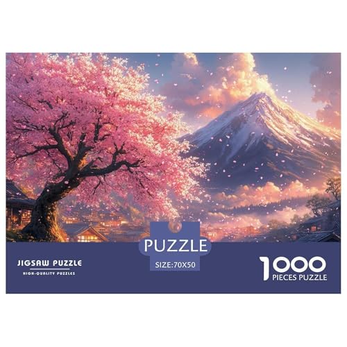Kirschblüte 1000-teilige Puzzles Für Erwachsene,Dämmerungsszene EIN Unmögliches Geschicklichkeitsspiel Familien-Puzzlespiel Home-Dekoration 70x50cm/1000pcs von YYVKPMLXC