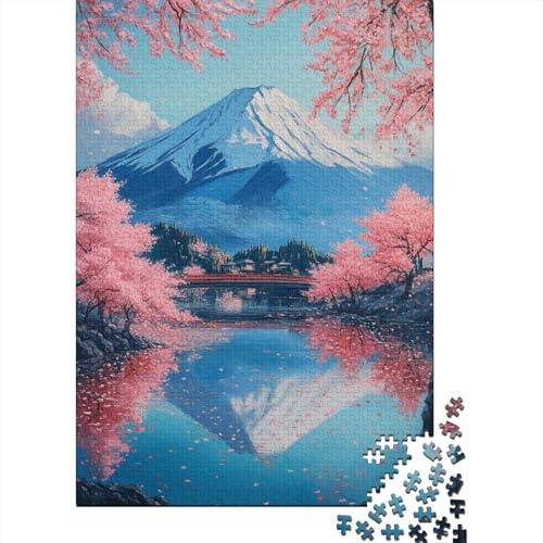 Kirschblüte 1000-teilige Puzzles Für Erwachsene Berg - Wasser - Reflexion Herausforderungsspielzeug Figurenpuzzle Familien-Puzzlespiel Home-Dekoration 1000pcs (75x50cm) von YYVKPMLXC