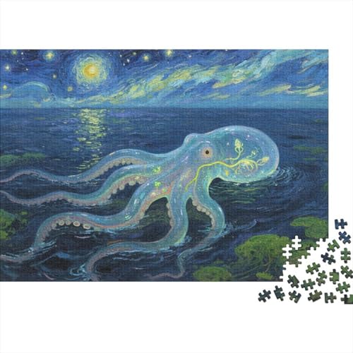 Krake 1000-teilige Puzzles Für Erwachsene,Sternenhimmel Nacht Ozean Anspruchsvolles Denksport-Puzzle Spielzeug, Familien-Puzzlespiel 1000pcs (75x50cm) von YYVKPMLXC