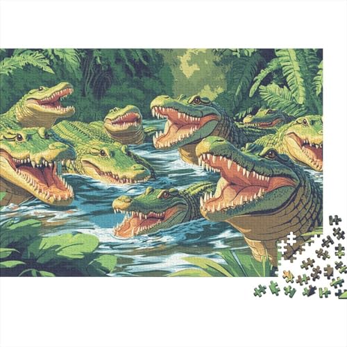 Krokodil 1000-stückiges Puzzle Für Erwachsene Herausforderungsspielzeug Tropical RainWald Figurenpuzzle Lernspiel Spielzeug Geschenk Home-Dekoration 1000pcs (75x50cm) von YYVKPMLXC