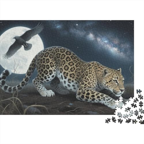 Leopard 1000-stückiges Puzzle Für Erwachsene,Nacht Prärie Anspruchsvolles Spielzeug Familien-Puzzlespiel Home-Dekoration 1000pcs (75x50cm) von YYVKPMLXC