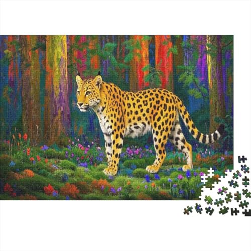 Leopard Puzzle Mit 1000 Teilen Für Erwachsene Mondnacht Anspruchsvolles Spielzeug Formpuzzel Lernspiel Spielzeug Geschenk Home-Dekoration 1000pcs (75x50cm) von YYVKPMLXC