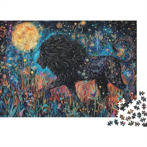 Löwe Puzzles Mit 1000 Stücken Für Erwachsene Blumen Herausforderungsspielzeug Schnipselpuzzle Lernspiel Spielzeug Geschenk Home-Dekoration 1000pcs (75x50cm) von YYVKPMLXC