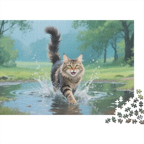 Maine Coon-Katze 1000-teilige Puzzles Für Erwachsene,Regenwald EIN Unmögliches Geschicklichkeitsspiel Intelligenz-Puzzle Home-Dekoration 1000pcs (75x50cm) von YYVKPMLXC