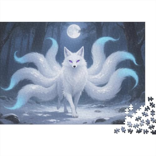 Neunschwanzfuchs 1000-teiliges Puzzle Für Erwachsene Mondbeleuchteter Wald Anspruchsvolles Spielzeug Schnipselpuzzle Familien-Puzzlespiel Home-Dekoration 1000pcs (75x50cm) von YYVKPMLXC
