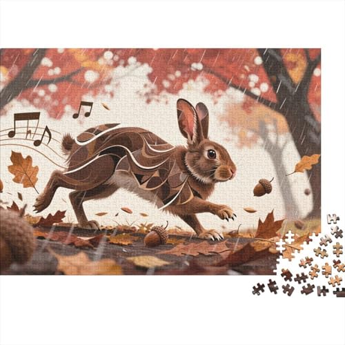Niederländischer Zwerghase 1000-teilige Puzzles Für Erwachsene,Herbstwald EIN Unmögliches Geschicklichkeitsspiel Intelligenz-Puzzle Home-Dekoration 1000pcs (75x50cm) von YYVKPMLXC