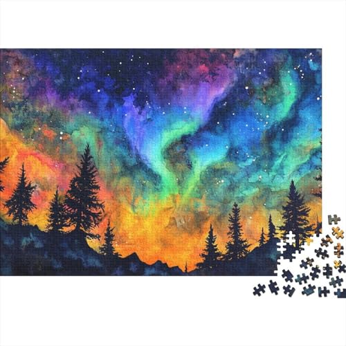 Nordlichter Puzzle Aus 1000 Stücken Für Erwachsene Sternengefüllter Himmel Herausforderungsspielzeug Holzpuzzles Lernspiel Spielzeug Geschenk Home-Dekoration 1000pcs (75x50cm) von YYVKPMLXC