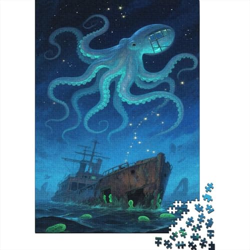 Octopus 1000-teilige Puzzles Für Erwachsene, Meeresleben Anspruchsvolles Spielzeug Schnipselpuzzle Lernspiel Spielzeug Geschenk Home-Dekoration 1000pcs (75x50cm) von YYVKPMLXC