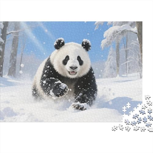 Panda 1000-teilige Puzzles Für Erwachsene,Winter Snow Waldszene EIN Unmögliches Geschicklichkeitsspiel Familien-Puzzlespiel Home-Dekoration 1000pcs (75x50cm) von YYVKPMLXC
