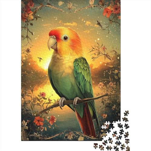 Papagei 1000-teiliges Puzzle Für Erwachsene Sonnuntergangslandschaft Herausforderungsspielzeug Formpuzzel Lernspiel Spielzeug Geschenk Home-Dekoration 1000pcs (75x50cm) von YYVKPMLXC