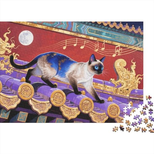 Perserkatze 1000-teilige Puzzles Für Erwachsene,Chinesisches Schloss Herausforderungsspielzeug Denksport-Puzzle, Familien-Puzzlespiel Home-Dekoration 1000pcs (75x50cm) von YYVKPMLXC