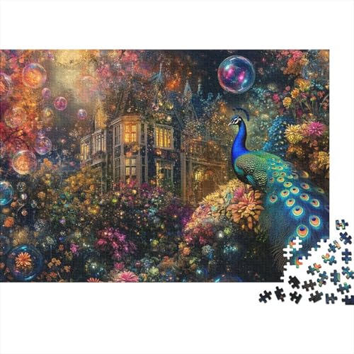 Pfau 1000-teilige Puzzles Für Erwachsene Dreamy Schloss EIN Unmögliches Geschicklichkeitsspiel Holzpuzzles Familien-Puzzlespiel Home-Dekoration 1000pcs (75x50cm) von YYVKPMLXC