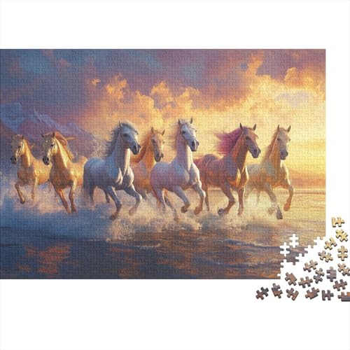 Pferde 1000-stückiges Puzzle Für Erwachsene Sonnenuntergang Anspruchsvolles Spielzeug Schnipselpuzzle Familien-Puzzlespiel Home-Dekoration 1000pcs (75x50cm) von YYVKPMLXC