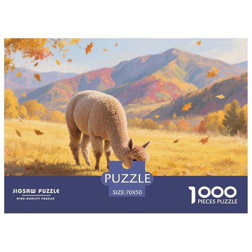 Puzzle Alpaka Mit 1000 Teilen Für Erwachsene,Goldenes Feld EIN Unmögliches Geschicklichkeitsspiel Familien-Puzzlespiel Home-Dekoration 70x50cm/1000pcs von YYVKPMLXC