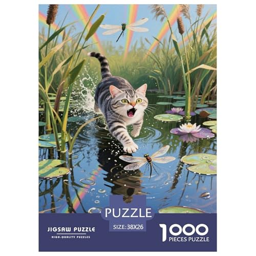 Puzzle American-Shorthair-Kater Mit 1000 Teilen Für Erwachsene,Teichwasserbild Anspruchsvolles Spielzeug Lernspiel Spielzeug Geschenk Home-Dekoration 38x26cm/1000pcs von YYVKPMLXC